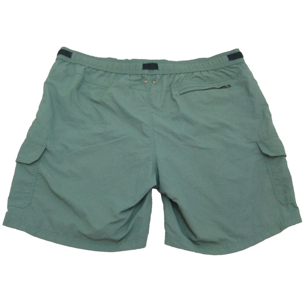 Lands' End Cargo Hiking Shorts Mens Size 2XL 44-46 Green 6 Pockets Belted Lined